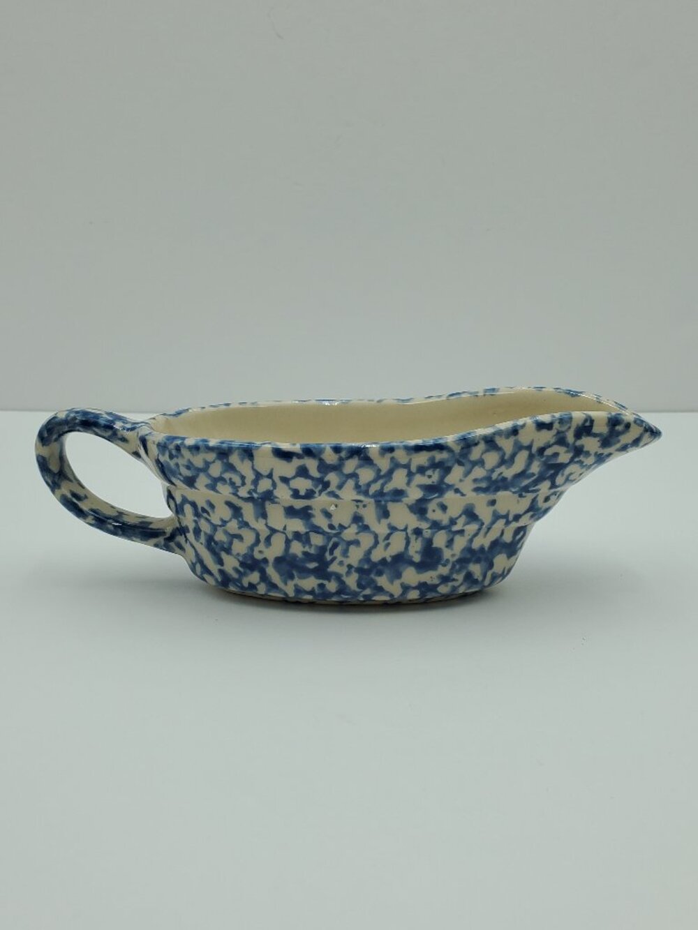 Gerald Henn Pottery Blue Sponge Gravy Boat Blue Spongeware Sauce Server